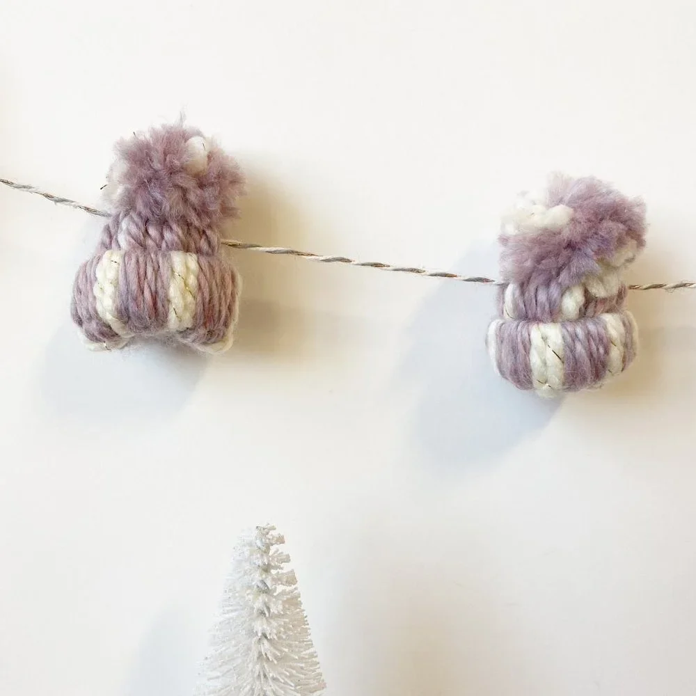 Handmade Winter Mini Knit Beanie Hat Christmas Garland Christmas Decorations